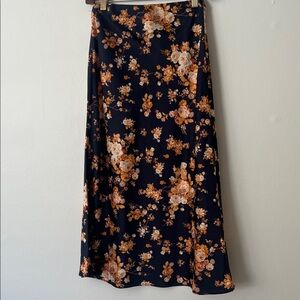 Mi Ami Navy Maxi Skirt with Floral Print. Womens Size small.